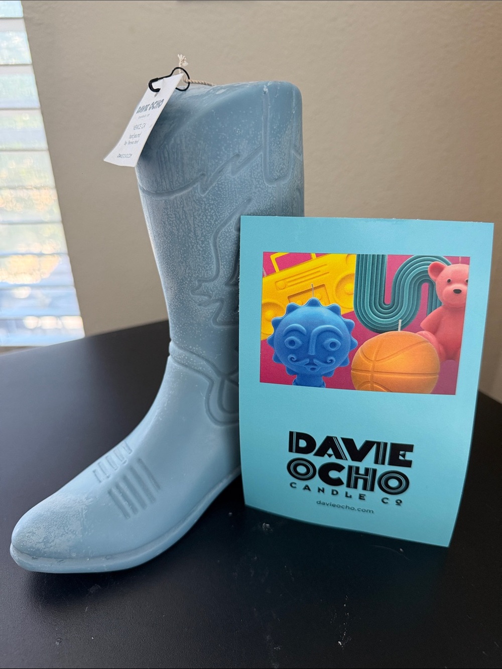 Davie Ocho Cowboy Boot Candle - Light Blue
